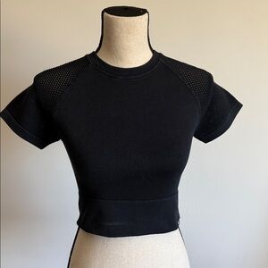 JoyLab Black Knit Short Sleeve Crop Top